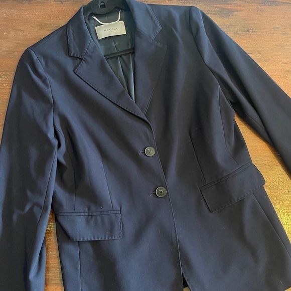MARELLA Women's Navy Blazer 02 Buttons Jacket Size 8 - Picture 3 of 11
